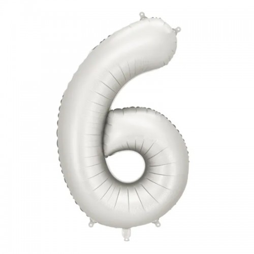 Balão Número 6 Prateado Mate